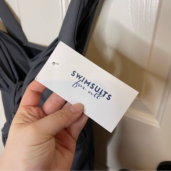 BNWT Swimsuits For All Heather Grey Padded One Piece Swimsuit Sz 16 Beach Cruise - Picture 8 of 8